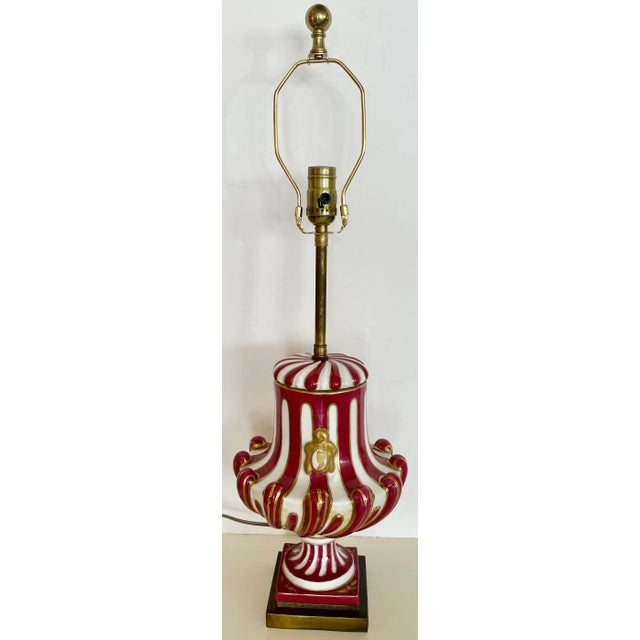 Raspberry Pink Caen Paris 1798-1808 Porcelain Table Lamp For Sale - Image 8 of 12
