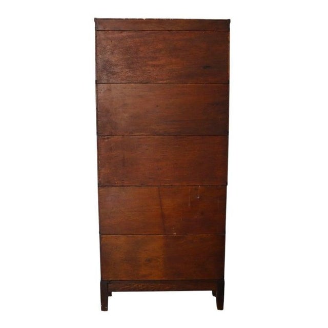 Globe Wernicke Arts & Crafts Mission Oak 5 Stack Barrister Bookcase C1920 For Sale - Image 12 of 13