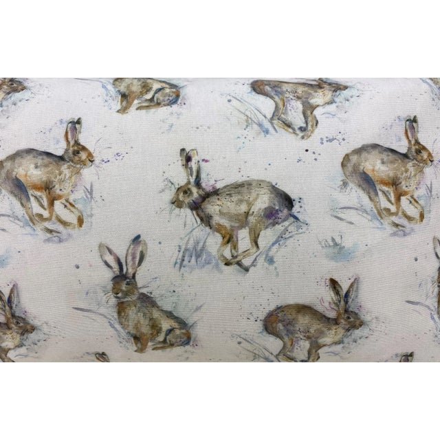 Large Bolster Pillow Adorned With a Fluffle of Rabbits- Made in Uk. For Sale - Image 4 of 13