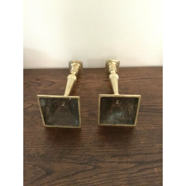 Vintage Brass Candles Holders- a Pair For Sale - Image 4 of 5