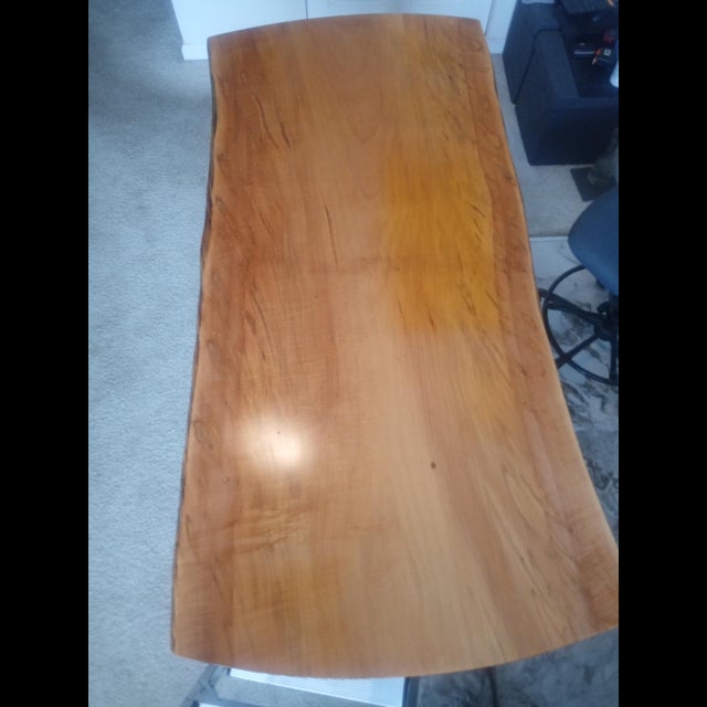 Beige Exceptionally Rare Curly Ambrosia Sugar Maple Desk For Sale - Image 8 of 11