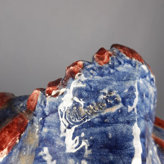 Large Majolica Heraldic Star Coat of Arms with Ars Longa Vita Brevis Engraving, 1960s For Sale - Image 13 of 16