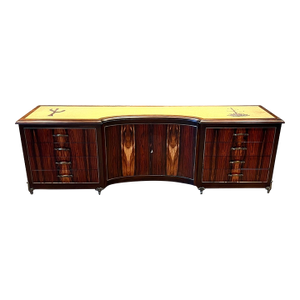 1950s Custom Pani Credenza Dresser Rosewood Goldleaf Bronze Mexico City