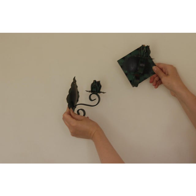 Forest Green Vintage Swedish Verdigris Sconces in Metal, Set of 2 For Sale - Image 8 of 18