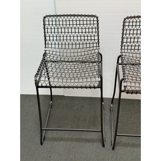 Crate & Barrel Tig Wire Counter Stools, Pair For Sale In San Francisco - Image 6 of 12