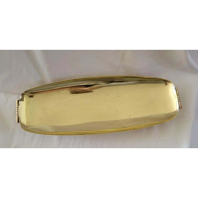 Art Deco 1980s Regency Tommi Parzinger for Doryln Silversmiths Brass Footrd Tray For Sale - Image 3 of 10