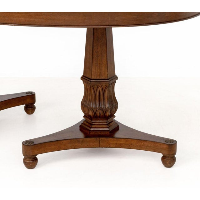 Wood Regency Style Twin Pedestal Extending Dining Table For Sale - Image 7 of 11