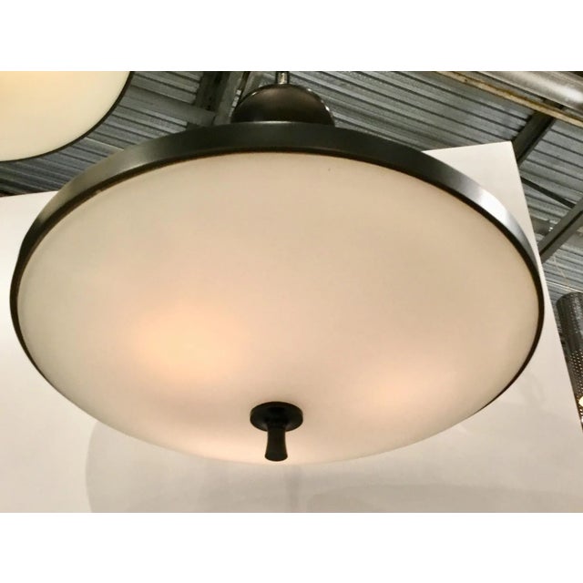 Currey & Company Currey & Co. Modern Electress Iron and Frosted Glass Pendant For Sale - Image 4 of 5