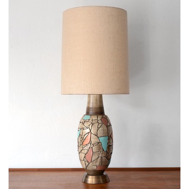 Mid Century Modern Brutalist Ceramic Mosaic Table Lamp Chairish