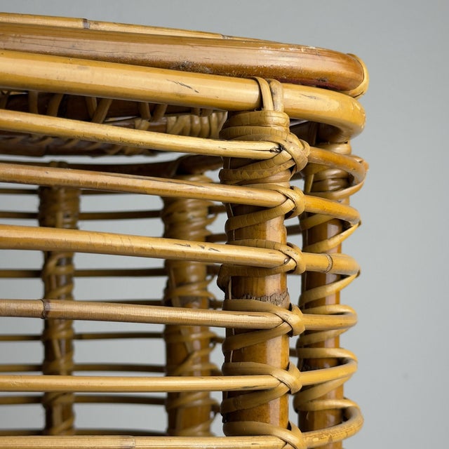 Beige Vintage Rattan Basket, Italy, 1960s For Sale - Image 8 of 18