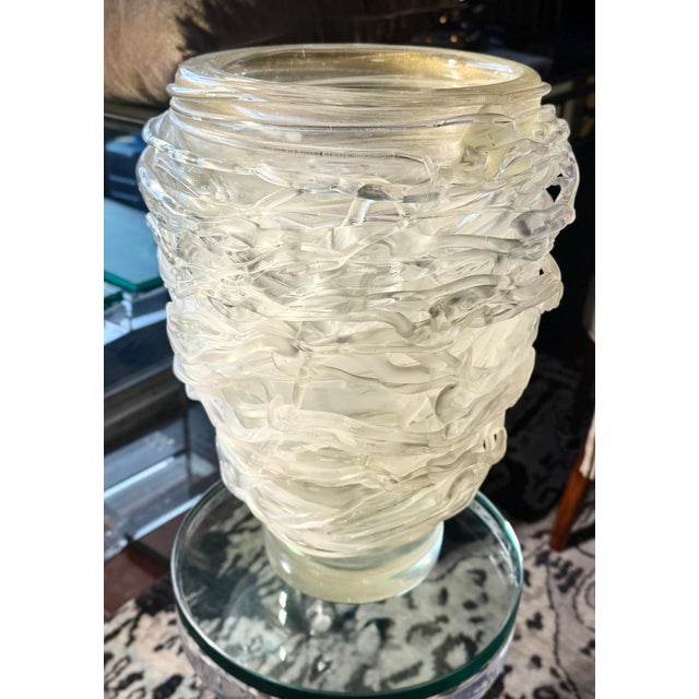 Glass Vintage Sergio Costantini Large Murano Glass Web Vase With Gold Fleck For Sale - Image 7 of 9