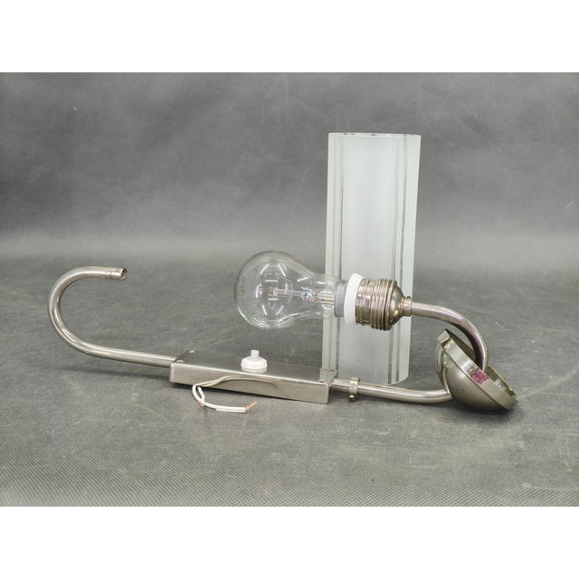 Art Deco Nickel and Glass Wall Lights, 1930s, Set of 2 For Sale - Image 9 of 12