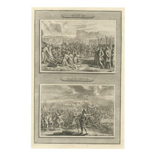 Pieter Mortier, Achan Punished and Joshua Commands the Sun to Stand Still, 1700, Engraving For Sale