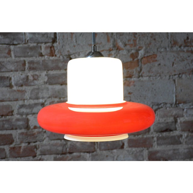 Red Mid-Century Czech Red Glass Pendant Light attributed to Napako, 1960s For Sale - Image 8 of 11