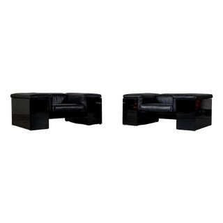 All Black Brigadier Chairs by Cini Boeri for Knoll International, 1980s, Set of 2 For Sale