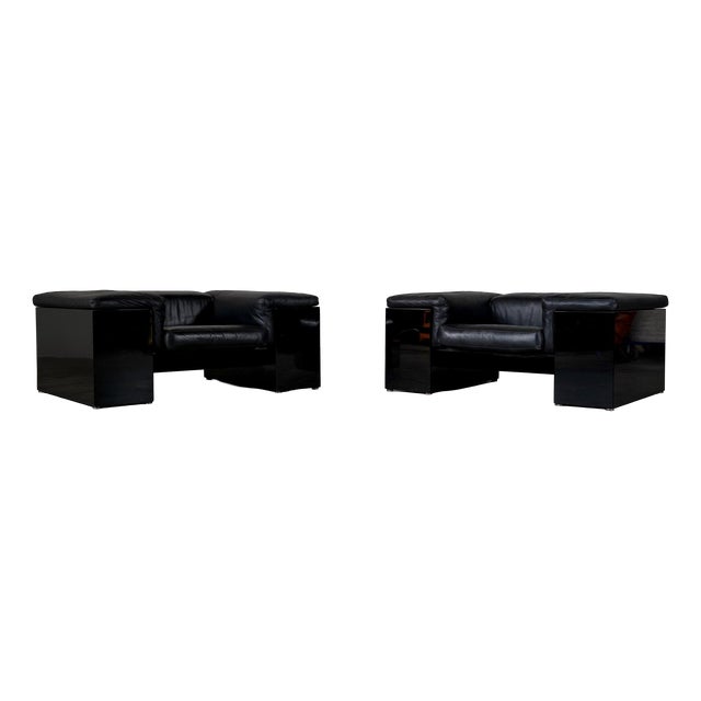 All Black Brigadier Chairs by Cini Boeri for Knoll International, 1980s, Set of 2 For Sale