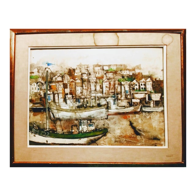 Brixham Harbor, William Thon Watercolor Painting | Chairish