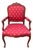 Ethan Allen French Louis XV Style Carved Cherry Armchair in Red & Gold For Sale
