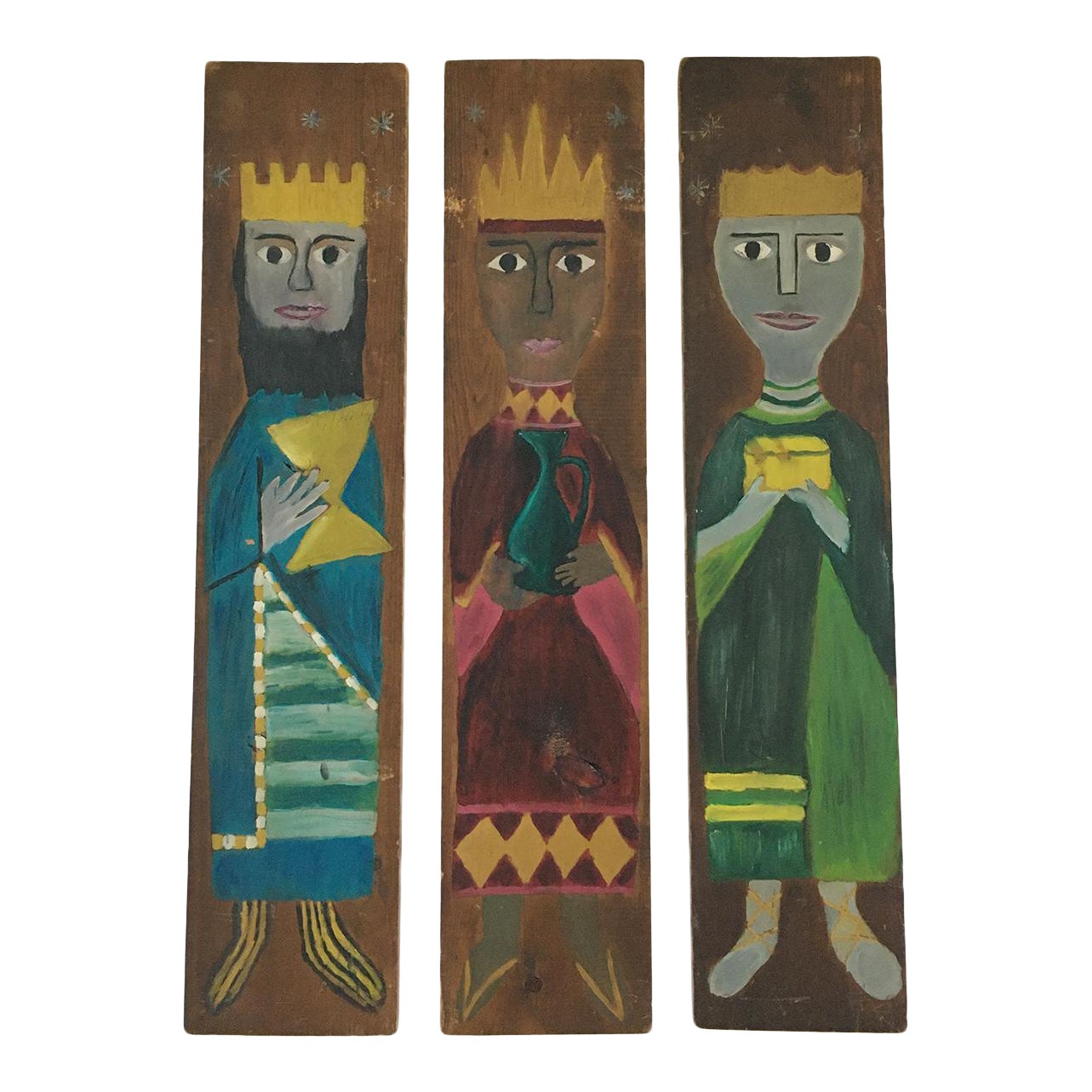Kings Folk Art Paintings Set Of 3 Chairish