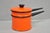Metal Vintage Enamel Orange & Black Metal Double Boiler Nesting Pot W/ Lid For Sale - Image 7 of 13