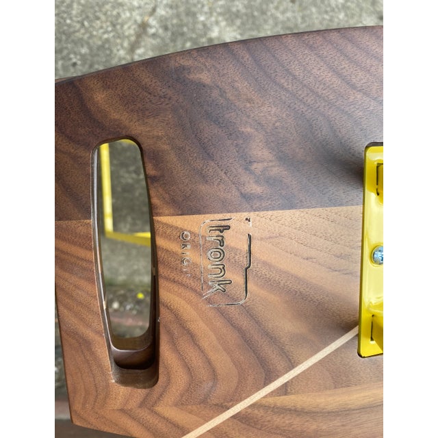 2010s Tronk Design Robert Walnut Yellow Dining Stools - a Pair For Sale - Image 5 of 8