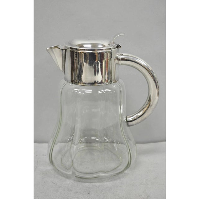 Antique Victorian German Silver Plated Cut Blown Crystal Glass Lemonade Water Pitcher. Made in Germany. Circa Early 20th...