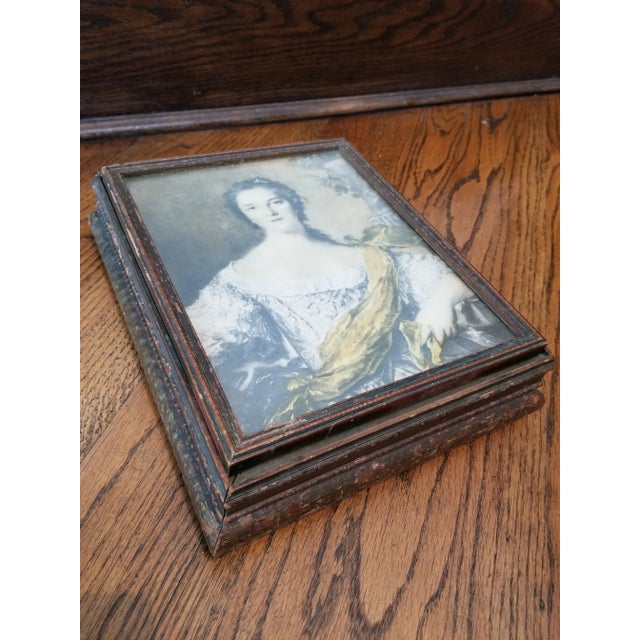 Antique Jewelry Box With Framed Portrait Top For Sale - Image 9 of 10