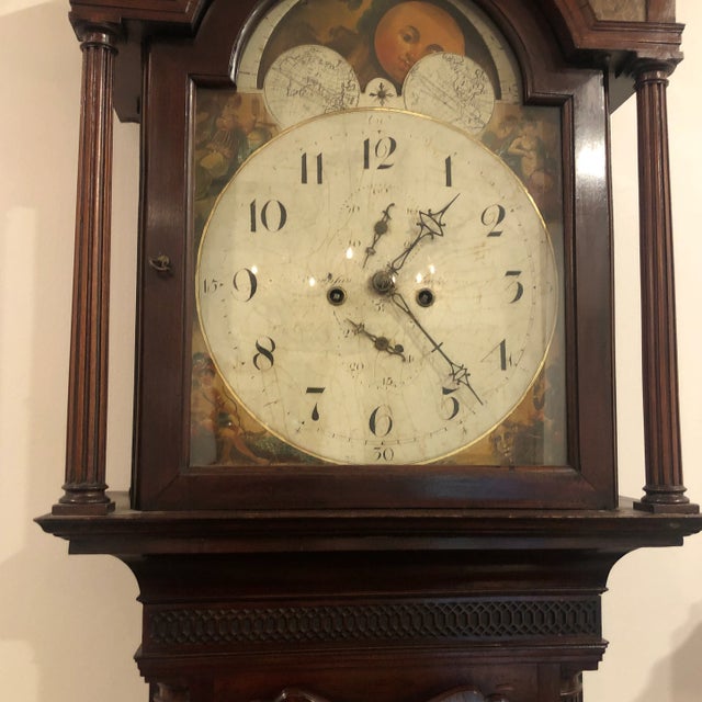 English Antique English Mahogany Tall Clock For Sale - Image 3 of 13