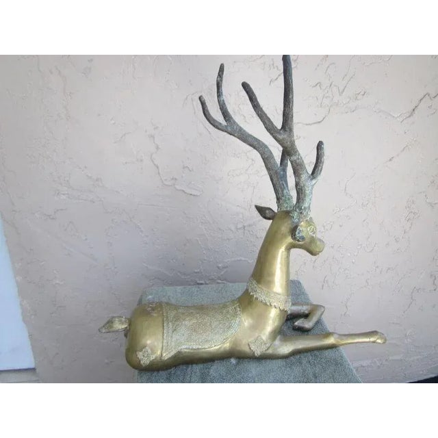 Vintage Sarreid Brass Deer Sculpture Figurine For Sale - Image 4 of 12