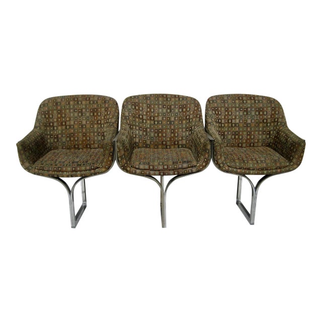 Milo Baughman Style Mid-Century Three Seater Chrome Sofa For Sale