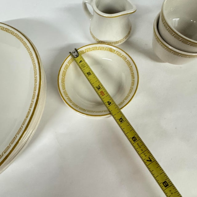 1950s Mediterranean Homer Laughlin Restaurant Quality Gold Greek Key Banded Dinnerware - 19 Pieces For Sale - Image 10 of 11