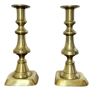 Antique Victorian Brass Candlesticks, 1860s, Set of 2