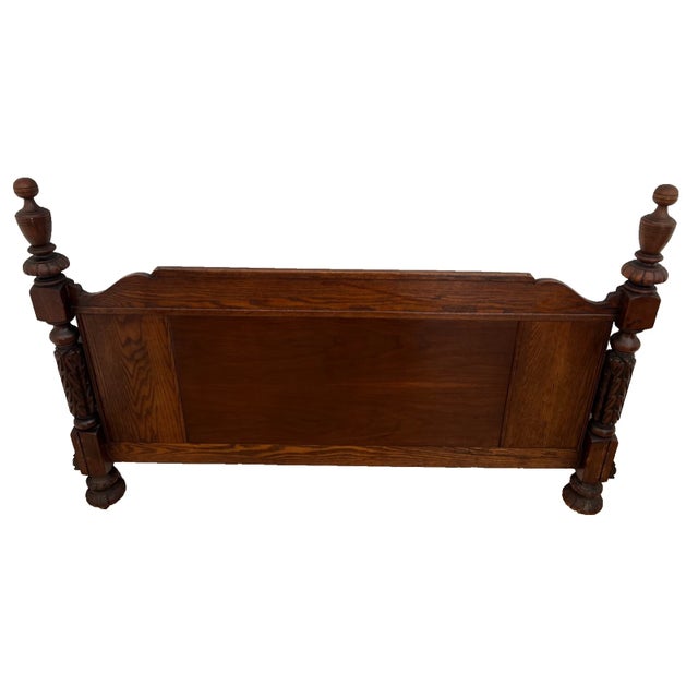 Gorgeous Antique Renaissance Revival Headboard, Footboard Full Size Carved Oak For Sale In Palm Springs - Image 6 of 12