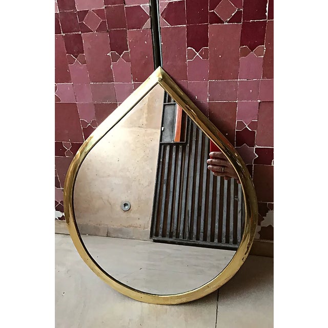 1980s Water Drop Mirror Gold Brass Frame For Sale - Image 9 of 9