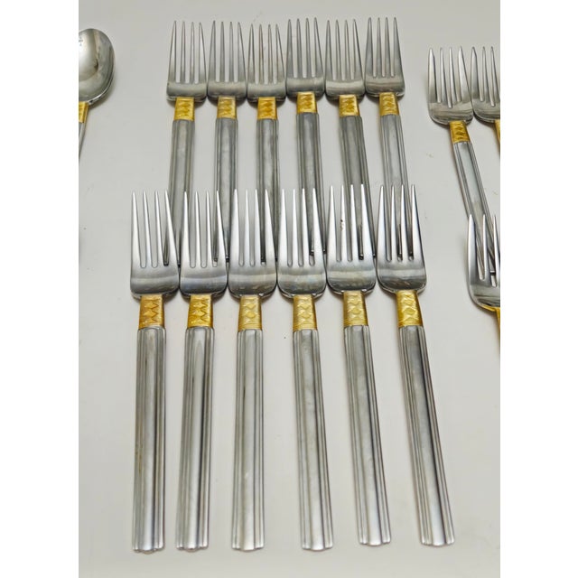 Silver 1990s Pfaltzgraff Golden Crossroads Stainless Steel Flatware - 61 Piece Set For Sale - Image 8 of 18