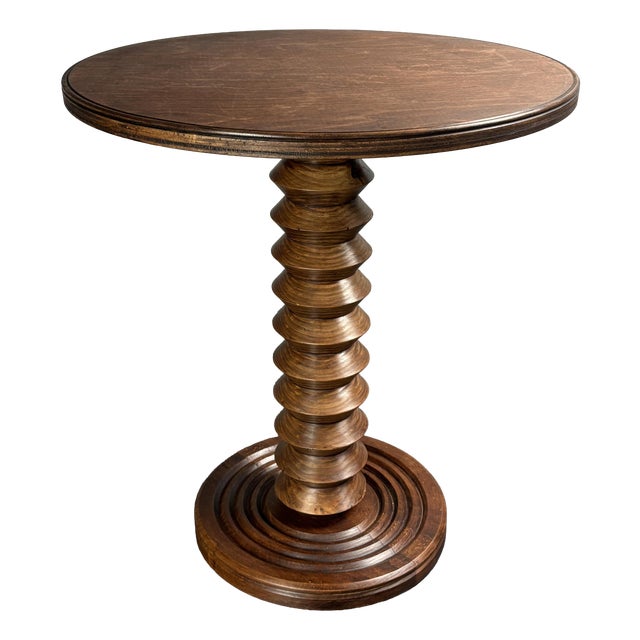 Mid-Century French Brutalist Turned Wood Winepress Side Table in the style of Charles Dudouyt, 1950s For Sale