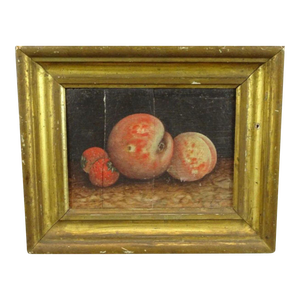 19thc Still Life of Fruit Original Antique Framed Oil on Panel | Elegant Accent Piece