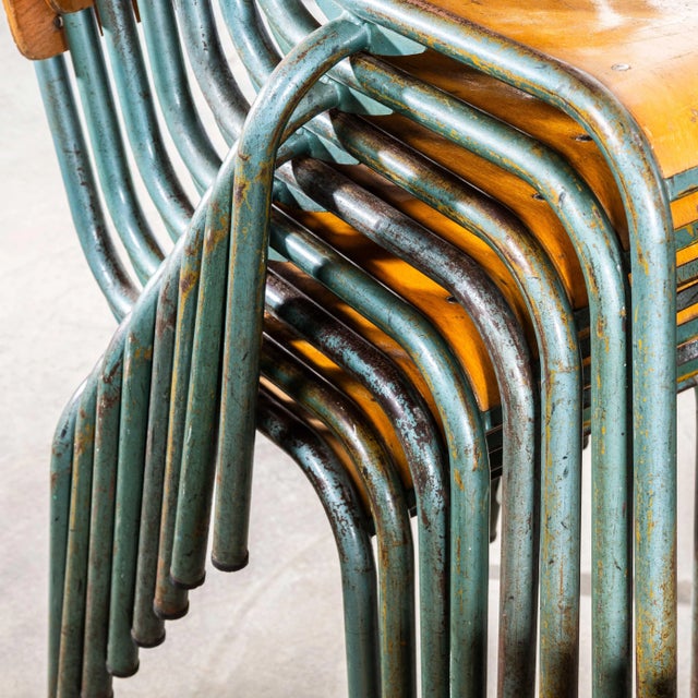 1950s French 510 Aqua Stacking Dining Chair from Mullca, 1950s For Sale - Image 5 of 11