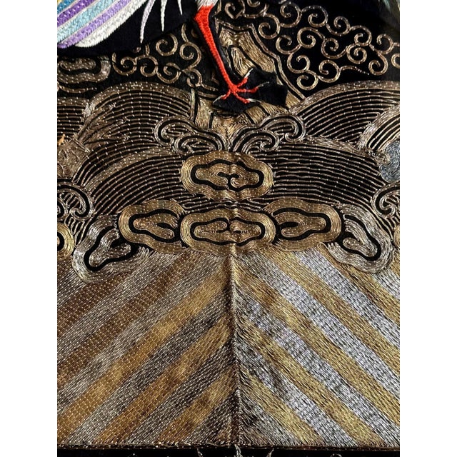 Asian Framed Superb Chinese Qing Dynasty Embroidered Peacock Third Rank Badge - a Pair For Sale - Image 3 of 12