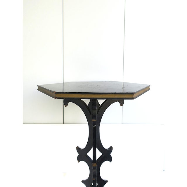 Black Victorian Black Lacquer Column Pedestal Plant Stand, Tall For Sale - Image 8 of 12