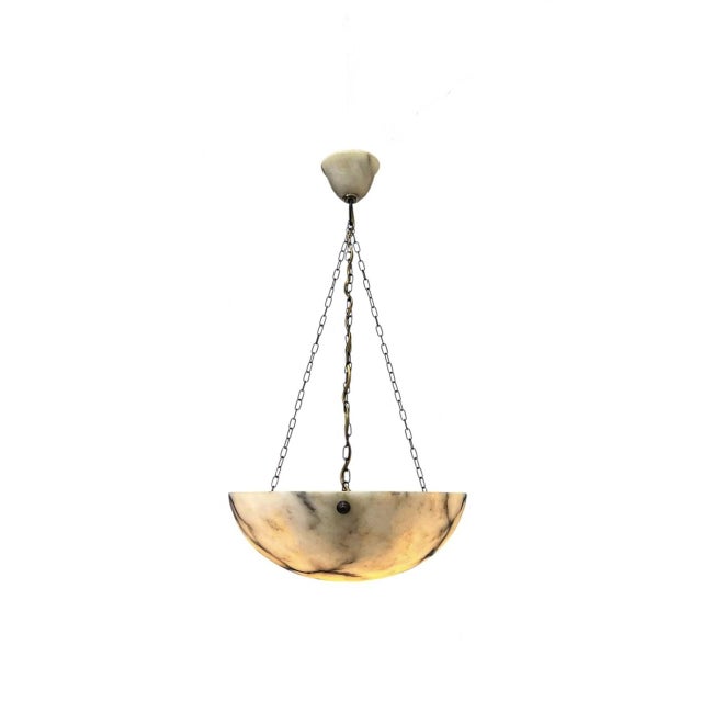 Art Deco Alabaster Bowl Pendant Lamp, 1920s For Sale - Image 10 of 13