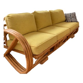 Beverly Hills Rattan Three-Seat Pretzel Sofa, 1960s For Sale