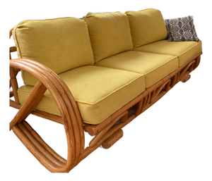 Beverly Hills Rattan Three-Seat Pretzel Sofa, 1960s