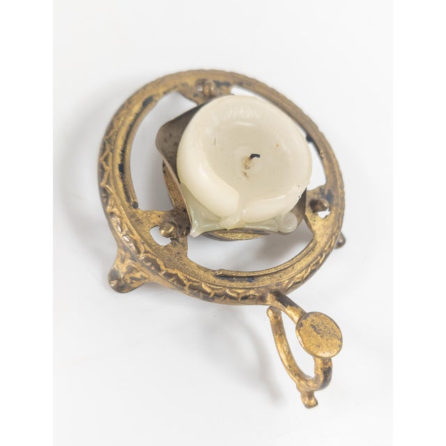 19th Century Aesthetic Movement Gilt Brass and Jeweled Candle Fairy Lamp, English or American For Sale - Image 11 of 12