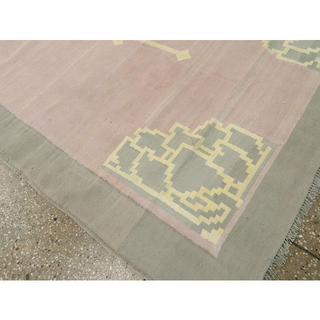 Mid-20th Century Handmade Indian Flatweave Dhurrie Runner For Sale - Image 9 of 10