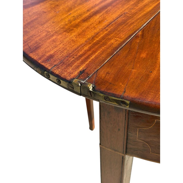 Antique George III Era Mahogany & Satinwood Inlaid DemiLune Console Game Table For Sale - Image 9 of 12