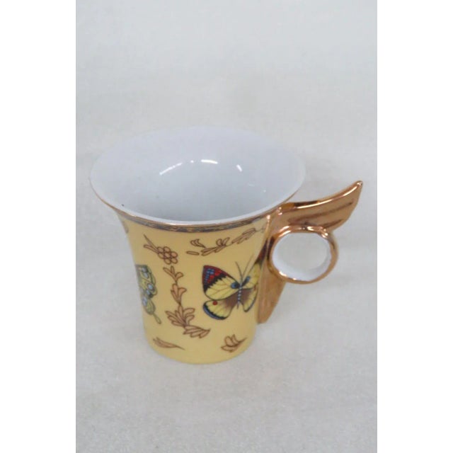 Classic Coffee and Tea Butterfly Espresso Tea Cups and Saucers Set of
