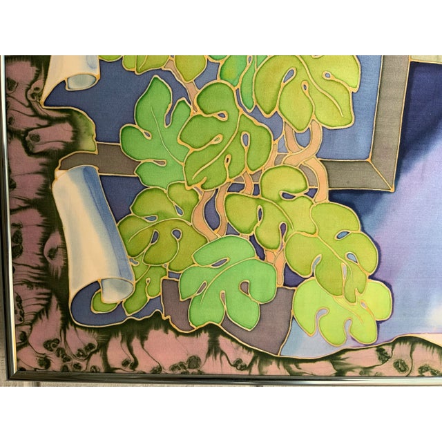 Contemporary Batik art. View from inside to the ocean. Tropical, coastal retreat. Lovely colors and design.