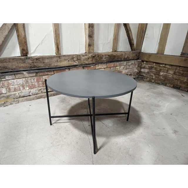 Concrete Top Round Outdoor Table For Sale - Image 3 of 11