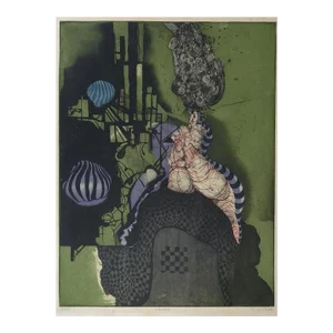 Mid 20th Century Abstract Color Etching by Tony Bass
